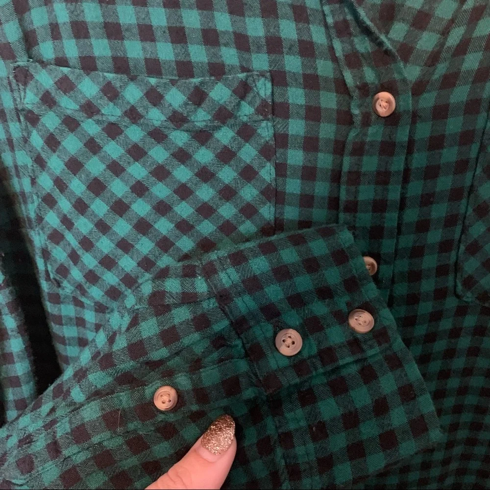 Green Buffalo Plaid Button Down Flannel - Picture 6 of 6